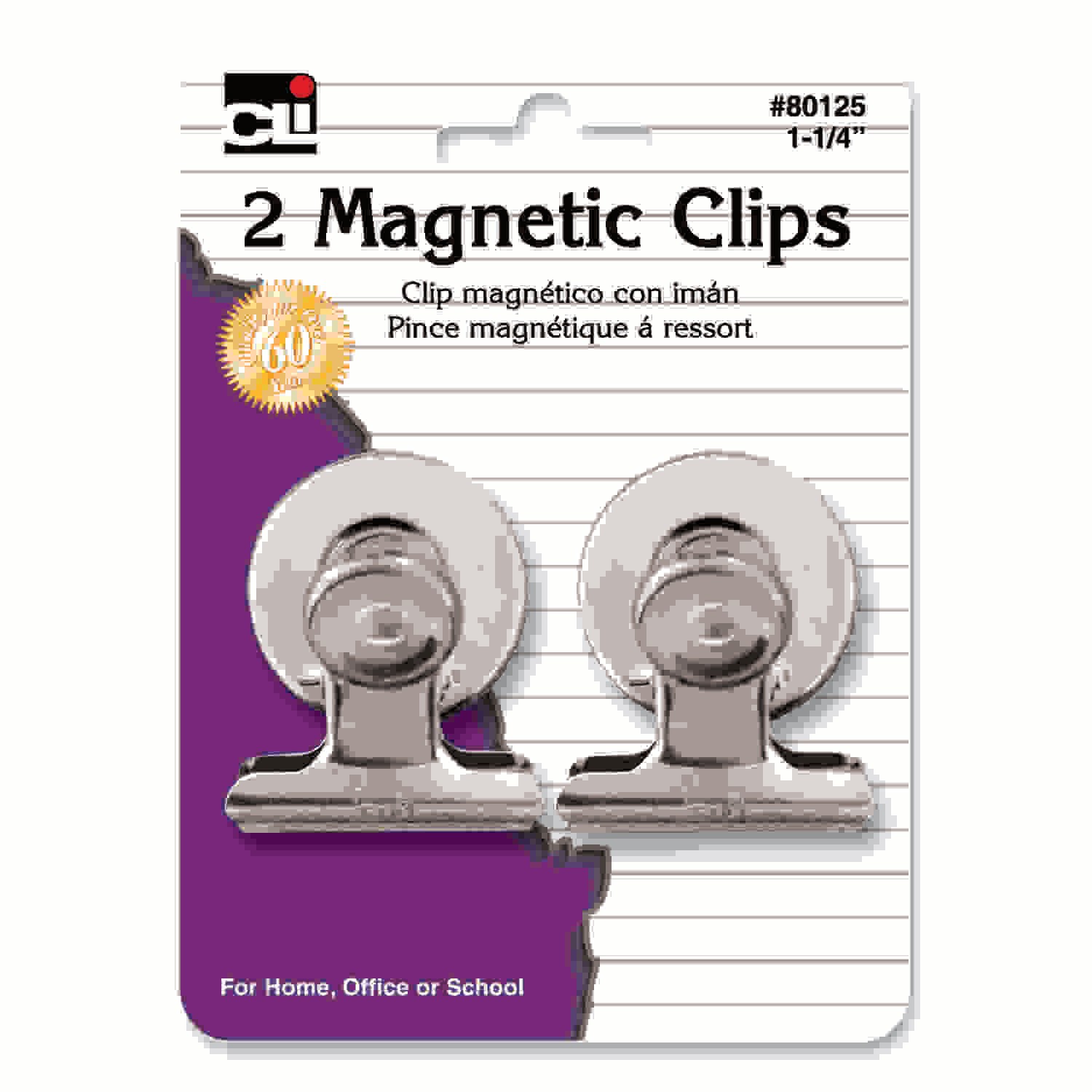 Magnetic Spring Clips, 1.25", 2 Per Pack