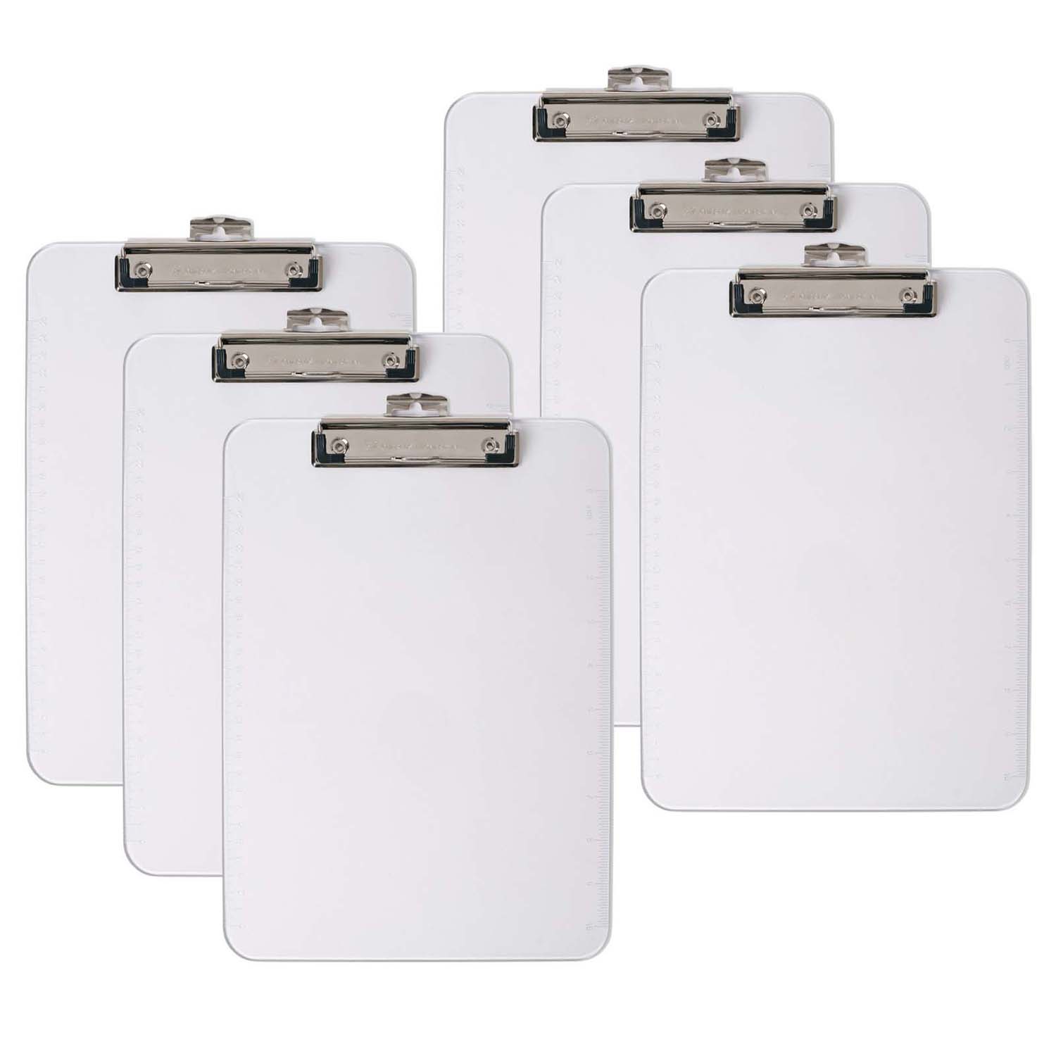 Letter Size Plastic Clipboard, Clear, Pack of 6