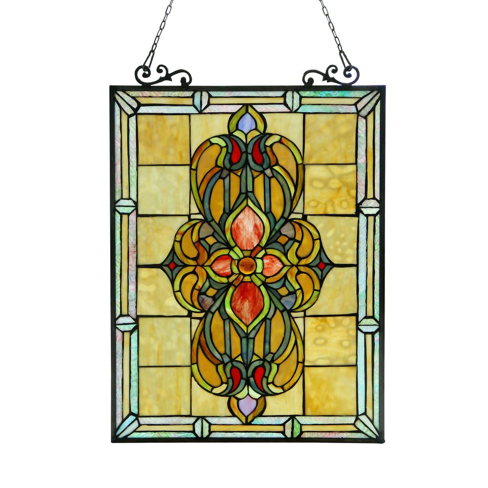 AVALON Tiffany-glass Victorian Window Panel 18x25