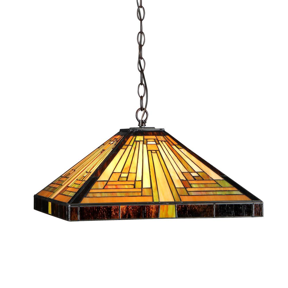 INNES Tiffany-style 2 Light Mission Ceiling Pendant Fixture 16" Shade