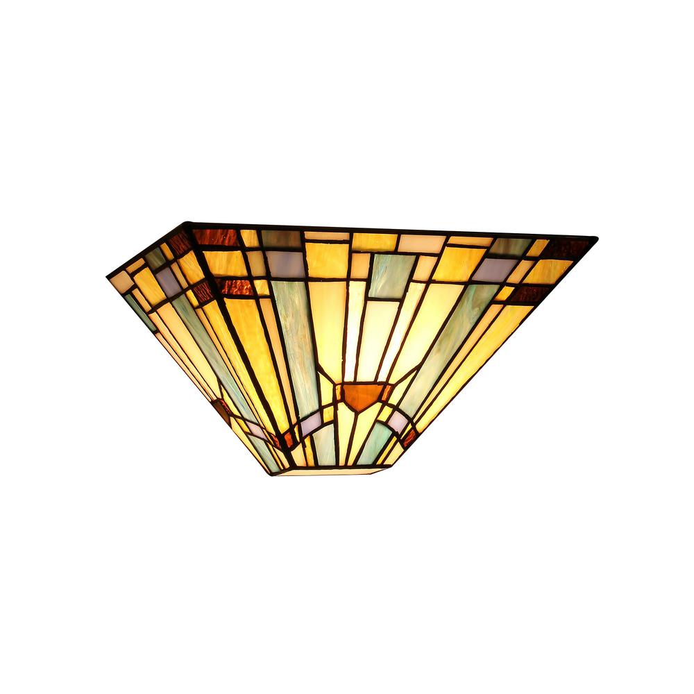 KINSEY Tiffany-style 1 Light Mission Wall Sconce 12" Wide