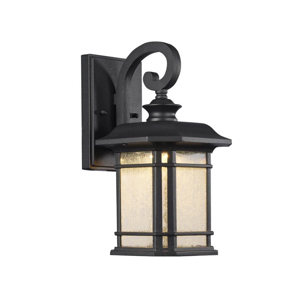 FRANKLIN Transitional LED Textured Black Outdoor Wall Sconce 13" Height