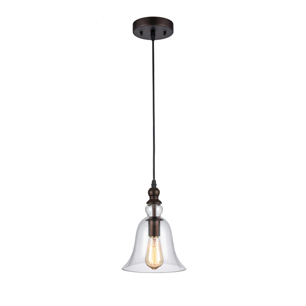 MANETTE Industrial-style 1 Light Rubbed Bronze Ceiling Mini Pendant 8" Shade