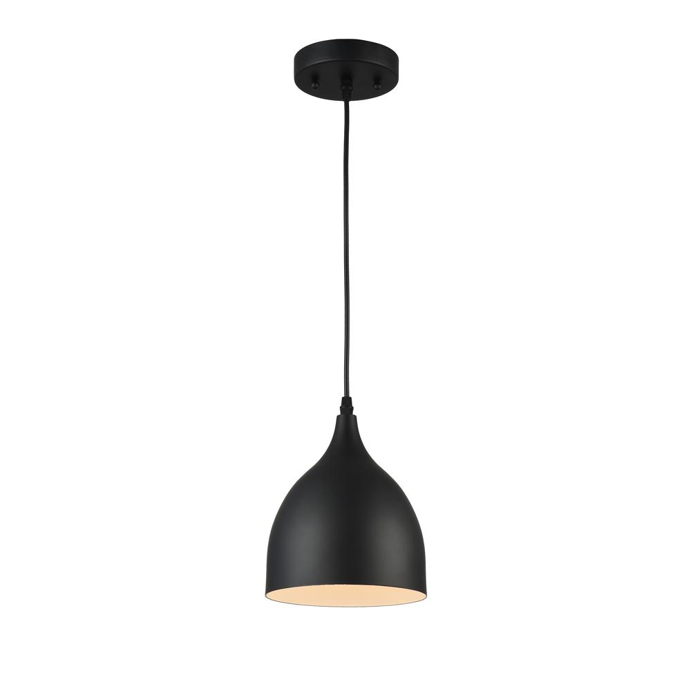 WALTER Industrial-style 1 Light Matt Black Ceiling Pendant 7" Wide