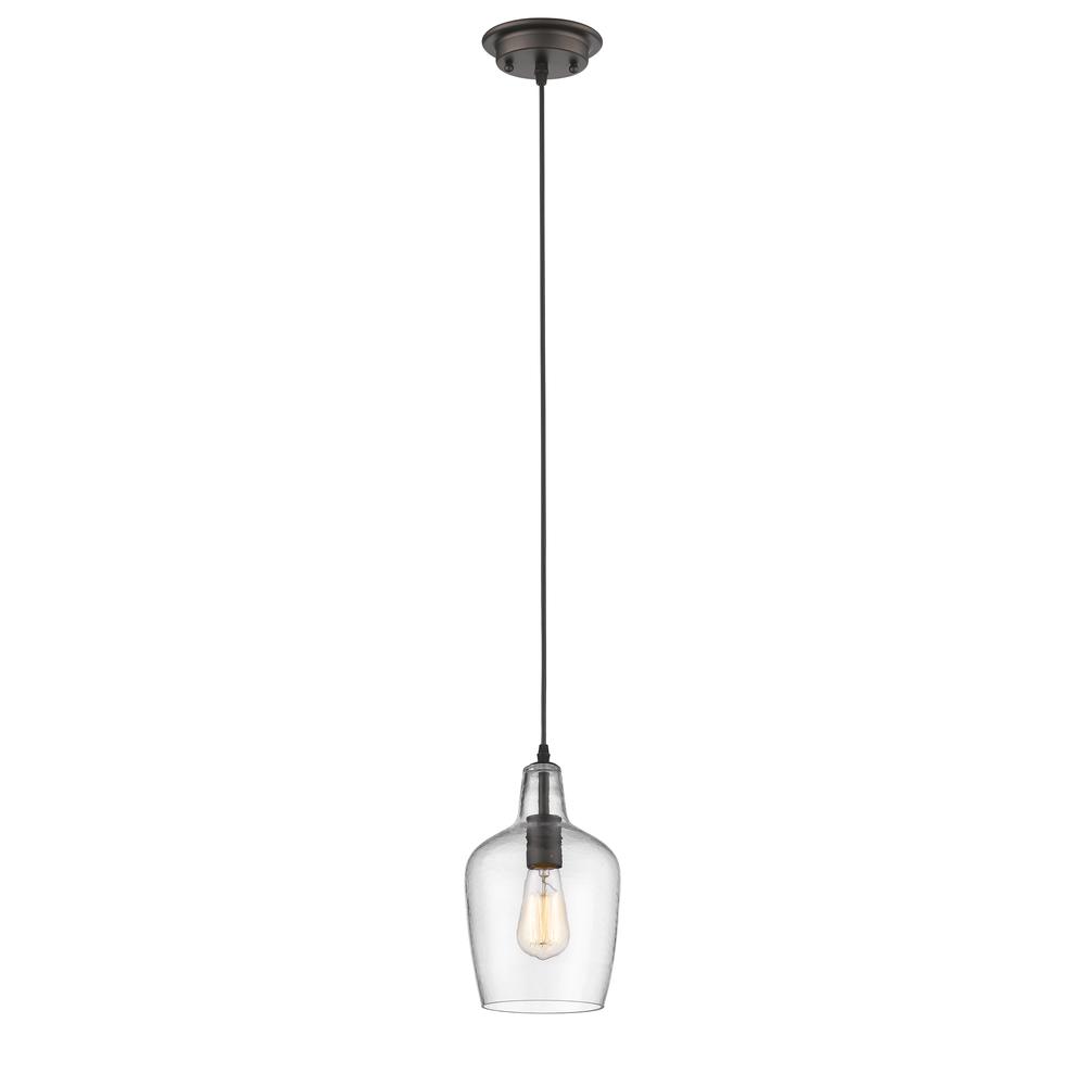 ELLIE Transitional 1 Light Rubbed Bronze Ceiling Mini Pendant 7" Wide