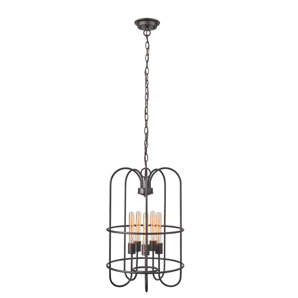 IRONCLAD Industrial-style 5 Light Rubbed Bronze Ceiling Pendant 16" Wide