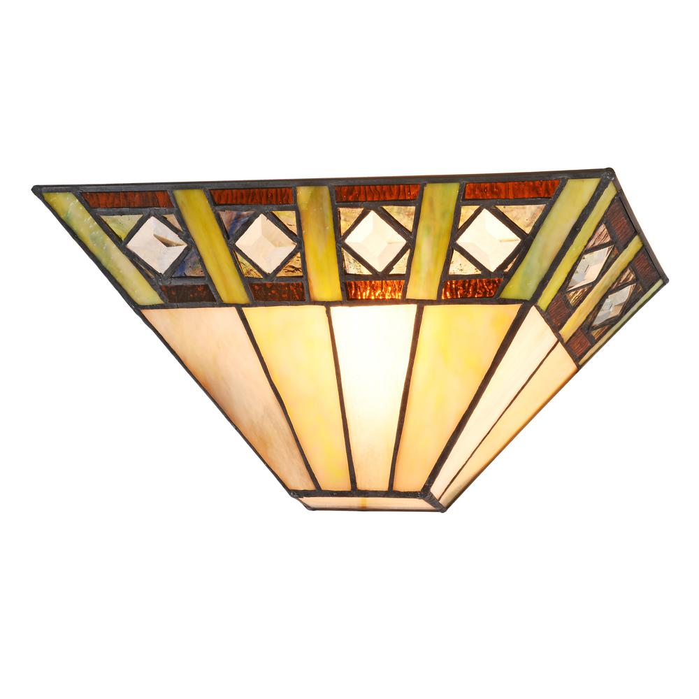 GILES Tiffany-style 1 Light  Mission Indoor Wall Sconce 12" Wide