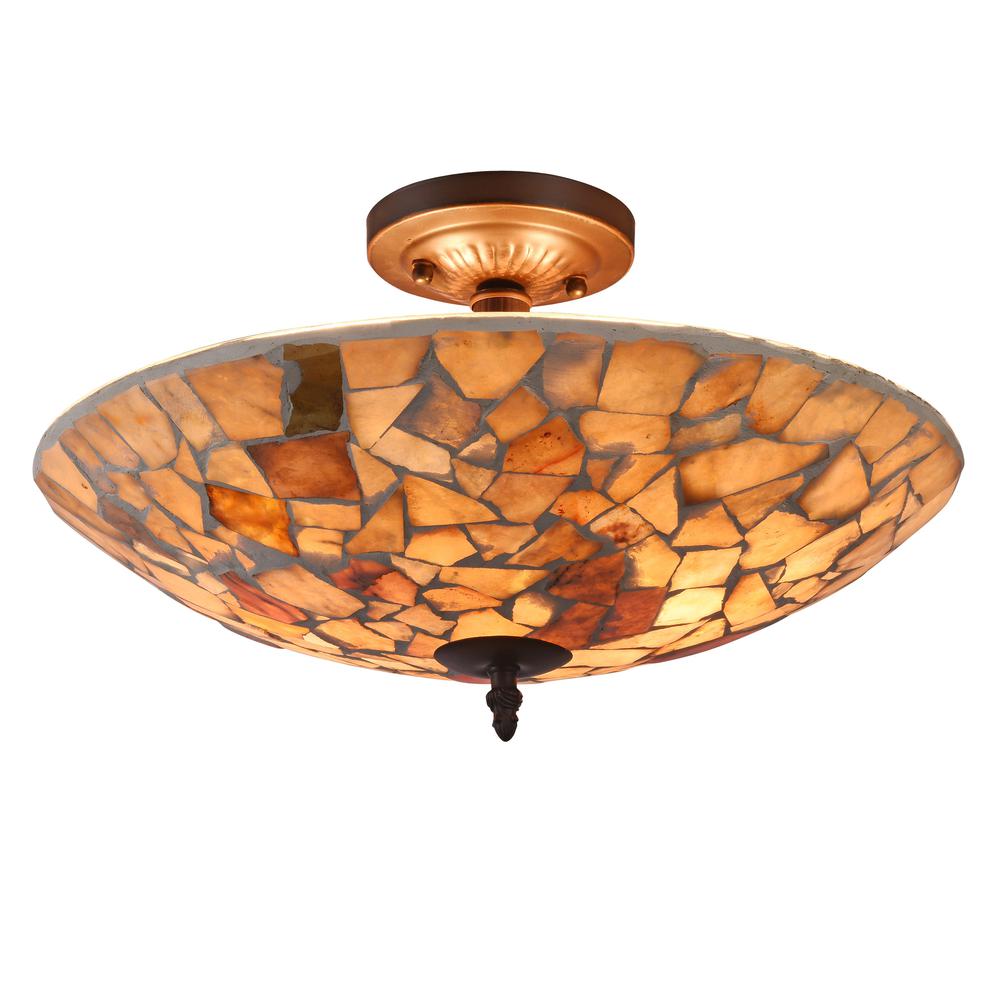 KAI Mosaic 2 Light Semi-flush Ceiling Fixture 16" Shade