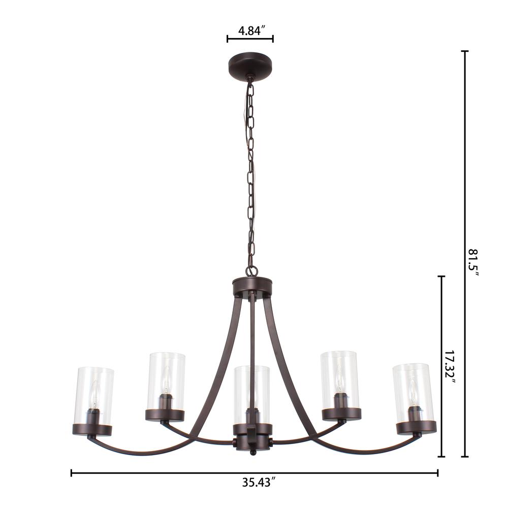 IDA Farmhouse 5 Light Rubbed Bronze Ceiling Pendant 35.5" Wide