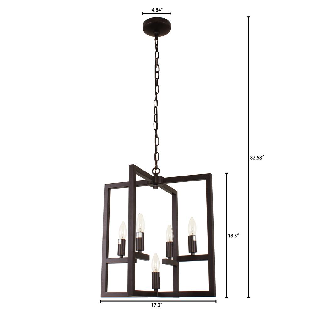 IRONCLAD Farmhouse 5 Light Oil Rubbed Bronze Ceiling Pendant 18" Wide