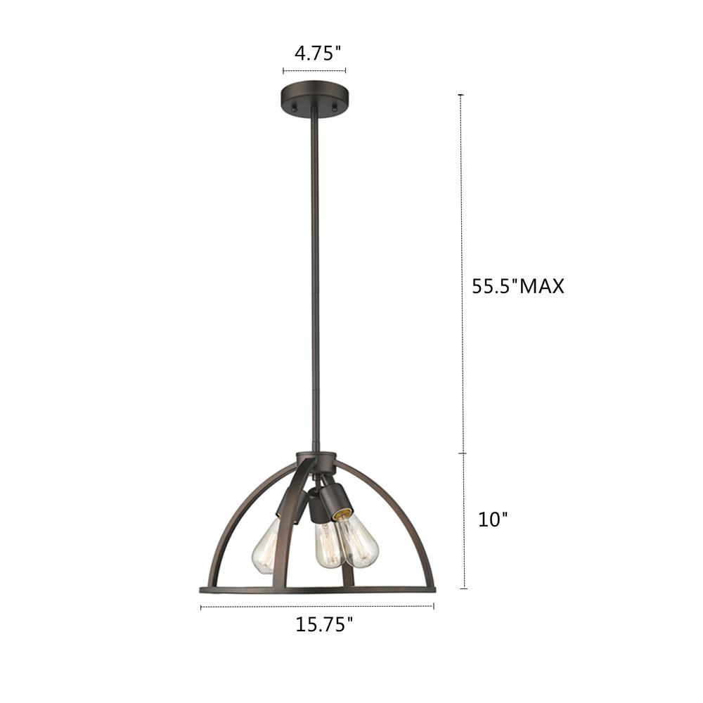 IRONCLAD Industrial 3 Light  Rubbed Bronze Ceiling Pendant 16" Wide