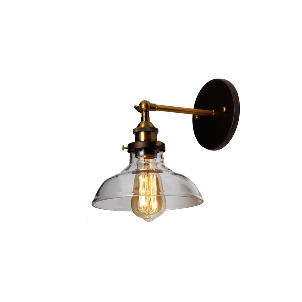 BRAXTON Industrial 1 Light Oil Rubbed Bronze Wall Sconce 8" Wide