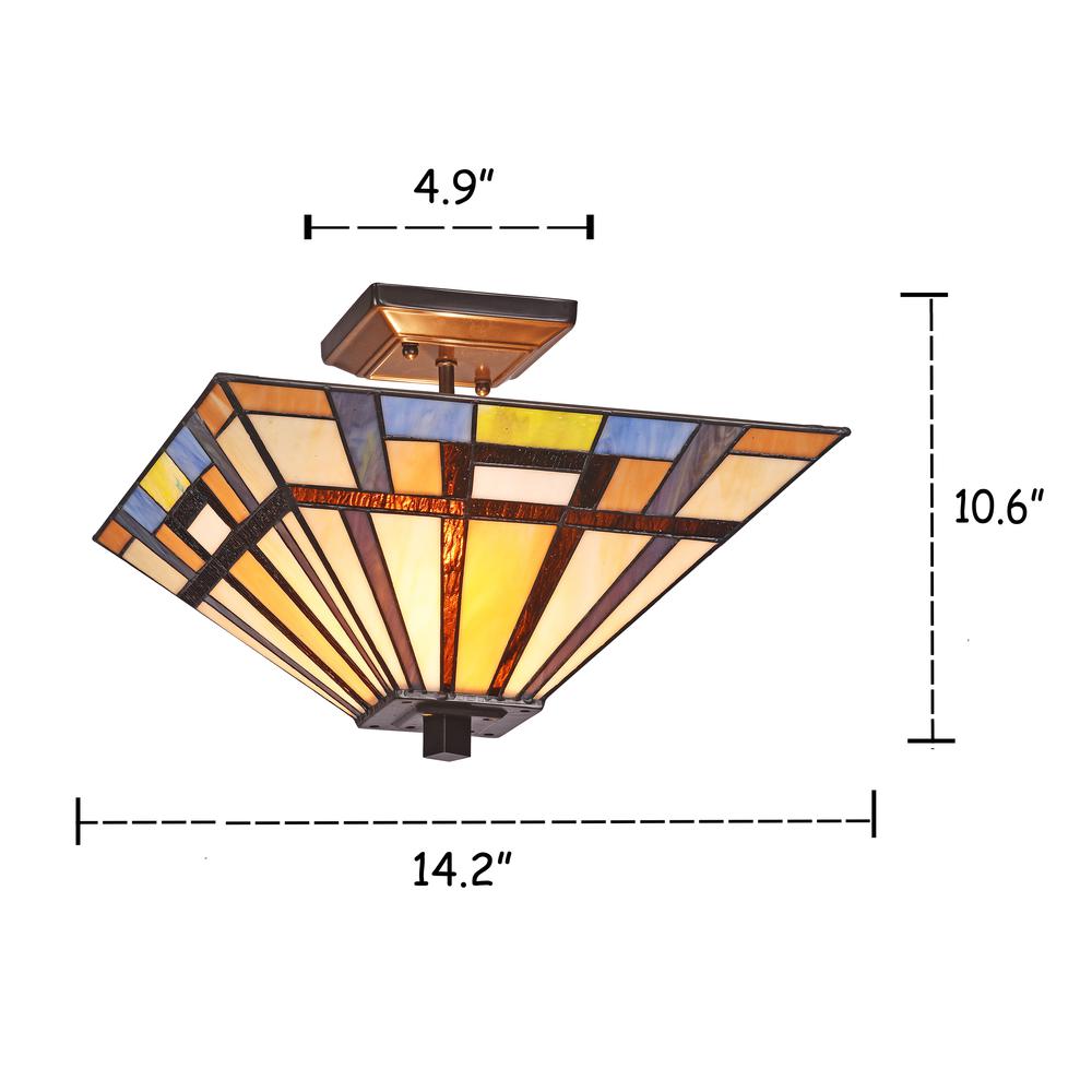 MERLIN Mission 2 Light Blackish Bronze Semi-flush Ceiling Fixture 14" Wide