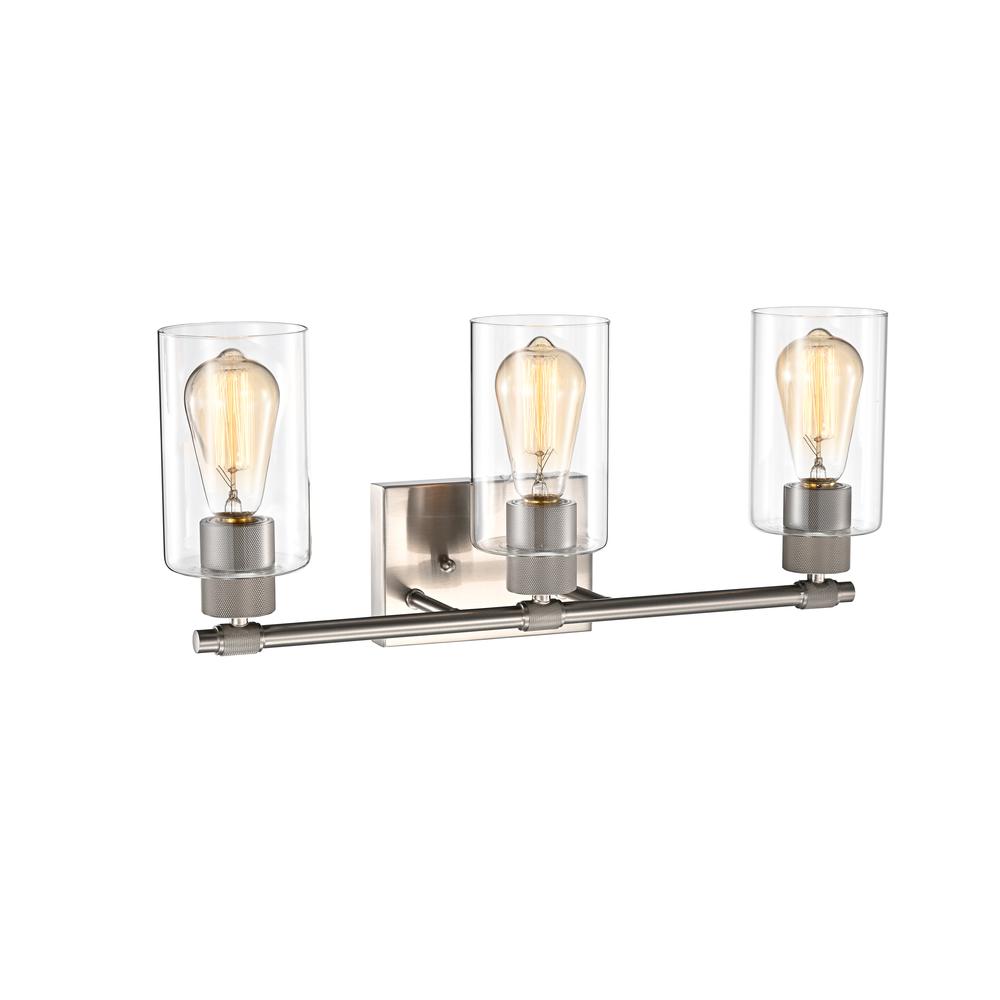 CHLOE Lighting MERCY Contemporary 3 Light Brushed Nickel Bath Vanity Fixture 22" Width