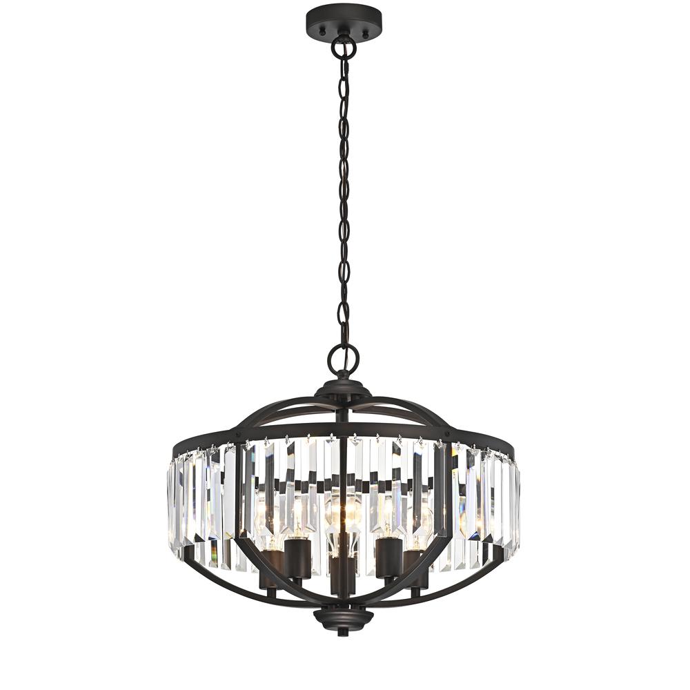 CHLOE Lighting KENNA Transitional 5 Light Rubbed Bronze Ceiling Pendant Fixture 20" Width