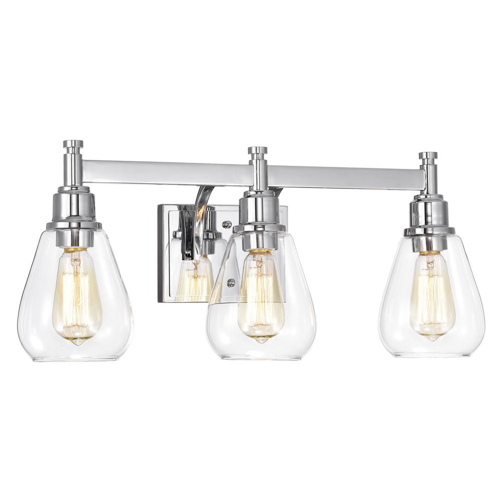 CHLOE Lighting HUDSON Transitional 3 Light Chrome Bath Vanity Fixture 23" Wide