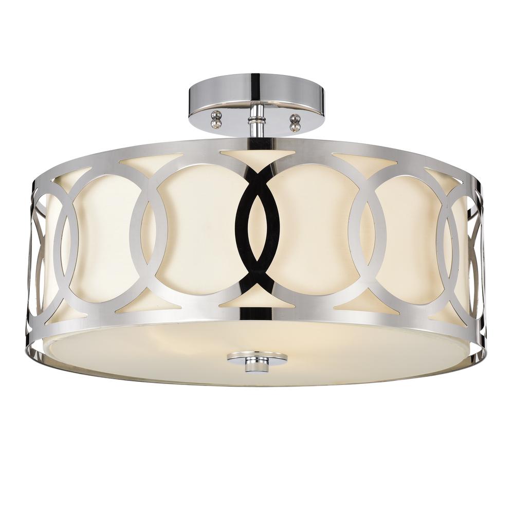 CHLOE Lighting BRONX Transitional 3 Light Chrome Semi-Flush Ceiling Fixture 15" Wide