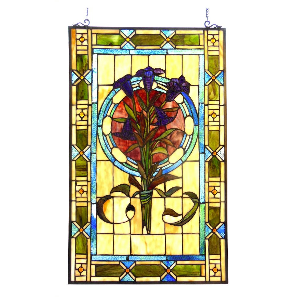 Tiffany-glass Tulips Design Window Panel 20x32