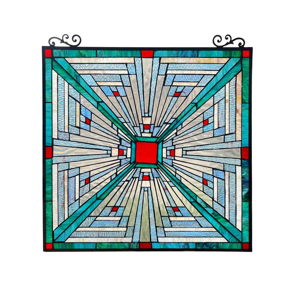 CHLOE Lighting INNES Mission Tiffany-style Stained Glass Window Panel 26" Tall