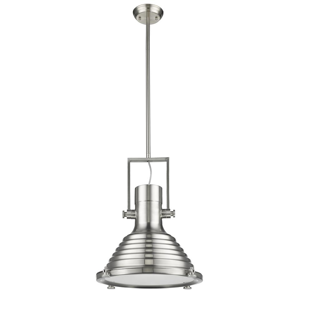 WALTER Industrial-style 1 Light Brushed Nickel Ceiling Mini Pendant 16" Shade