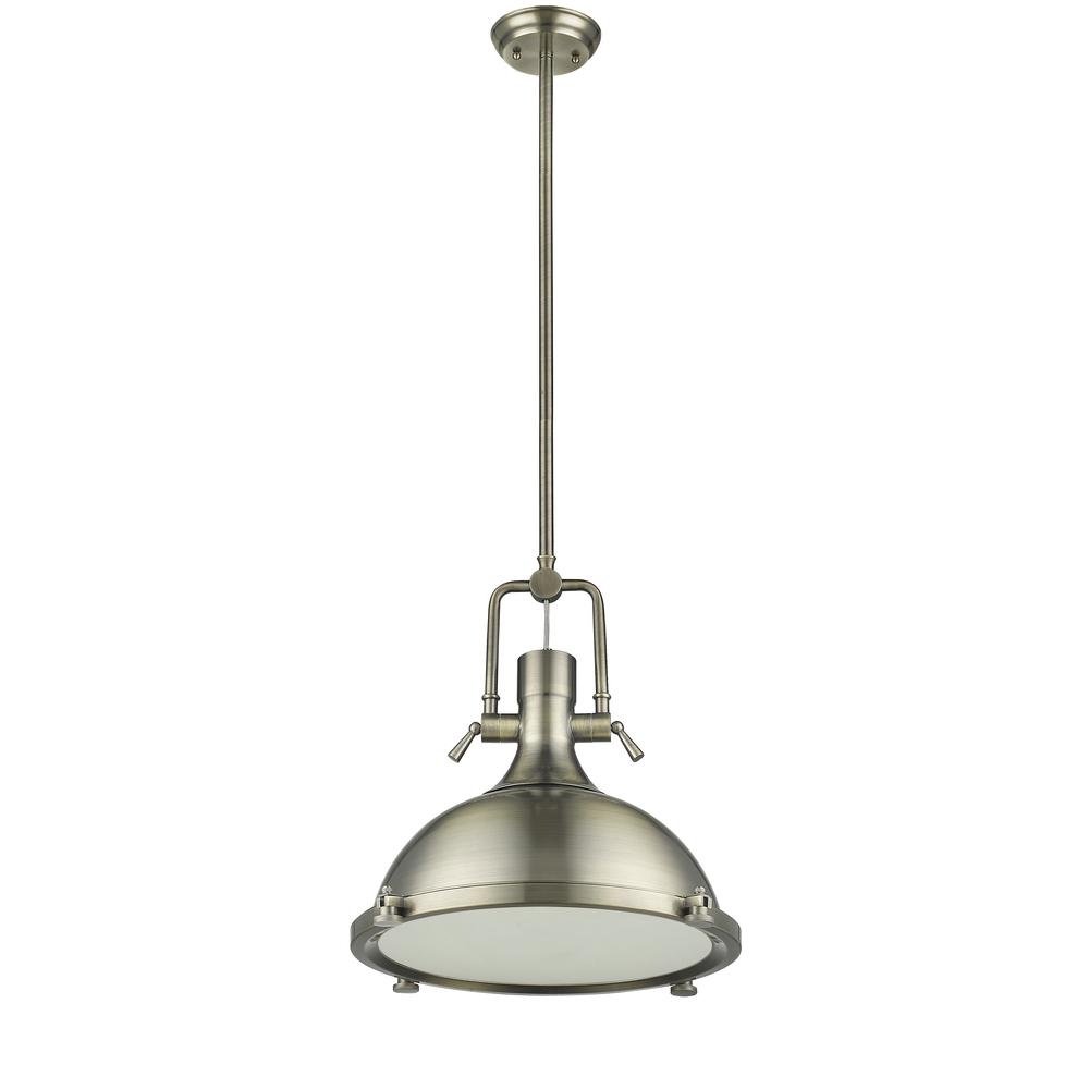 WALTER Industrial-style 1 Light Antique Brass Ceiling Mini Pendant 18" Shade