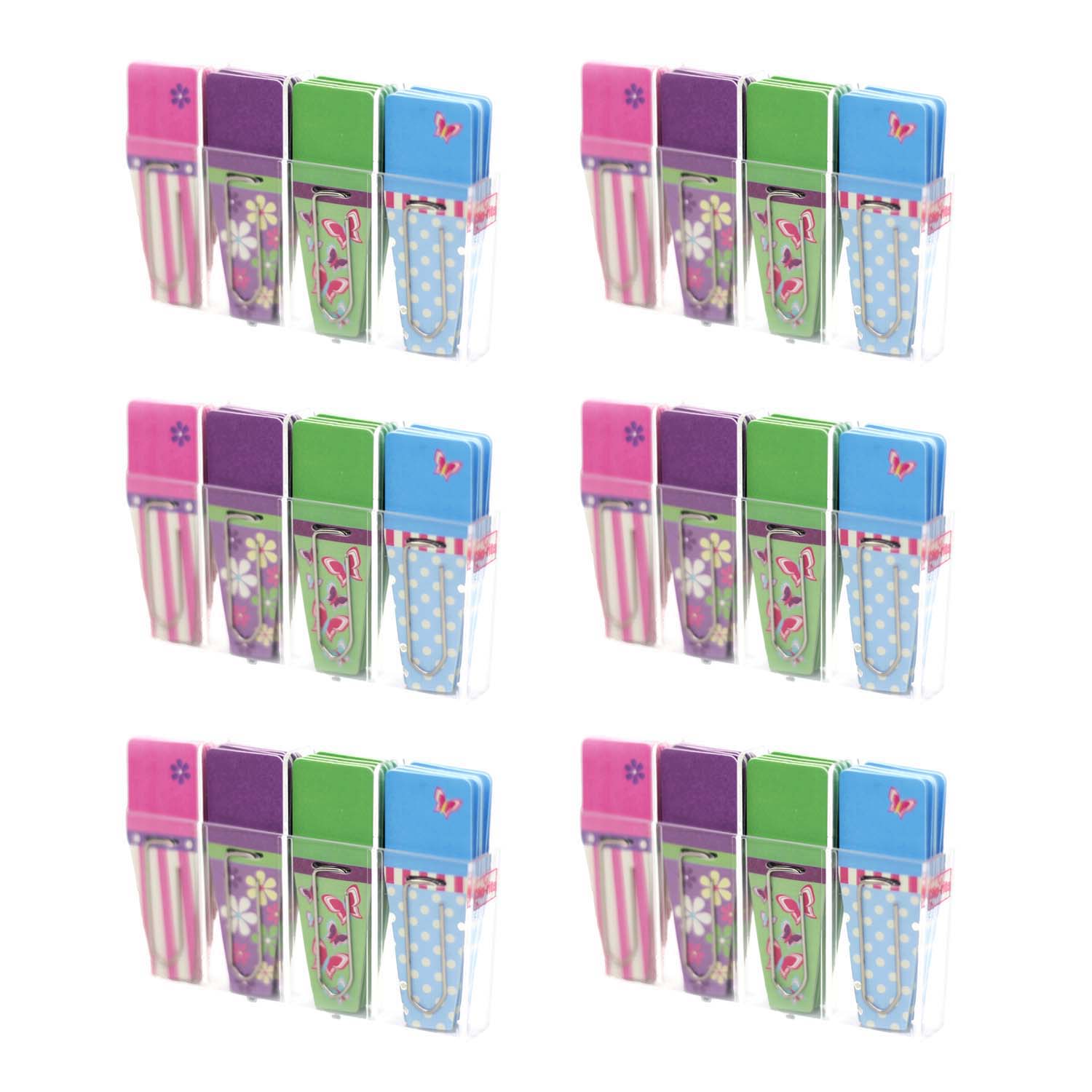 Clip-Flags, Spring, Pink/Purple/Green/Blue, 24 Per Pack, 6 Packs