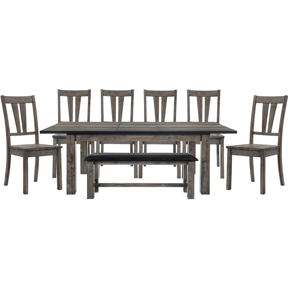 Drexel Dining 8PC Set - 78x42x30H Table, 6 Wood Side Chairs, Bench
