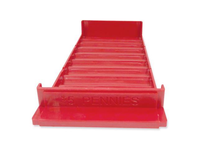 Stackable Plastic Coin Tray, Pennies, 3.75 x 11.5 x 1.5, Red, 2/Pack