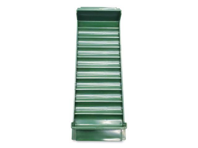 Stackable Plastic Coin Tray, Dimes, 3.75 x 11.5 x 1.5, Green, 2/Pack