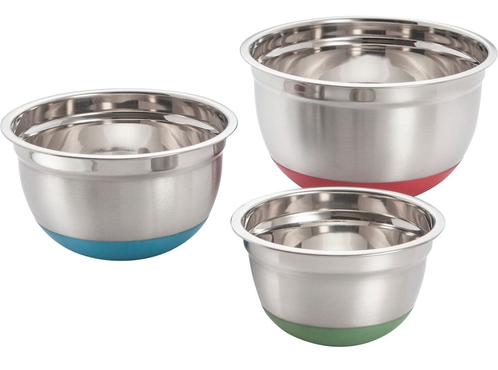 Cookpro 797 Steel Mixing Bowl 3Pc Set Colorful Non Skid Base