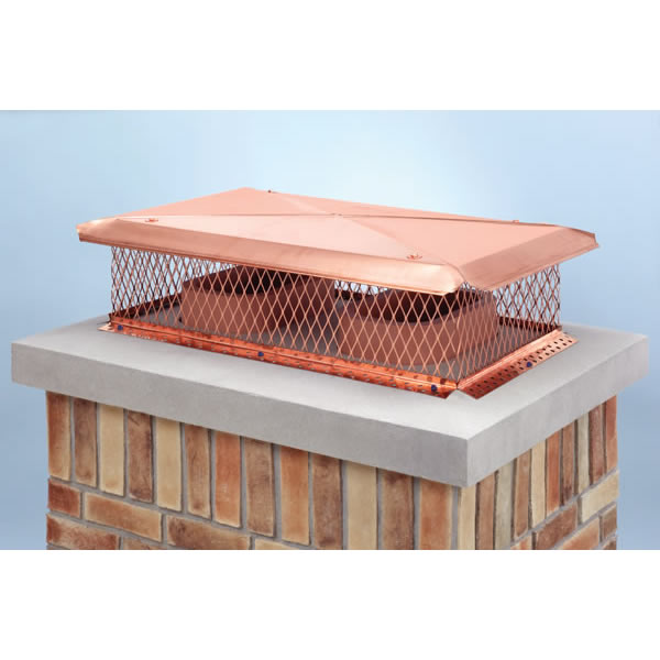 17" X 41" Model Gelco Copper Multi-Flue Cap, 18-Ga, 8" High, 3/4" Mesh, 24-Ga Lid