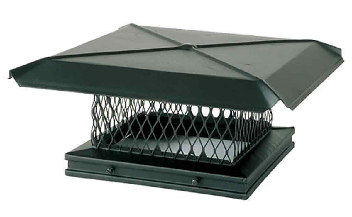 13" X 13" Gelco Black Single-Flue Cap 3/4" Mesh 24-Ga. Lid 18-Ga. Mesh And Base