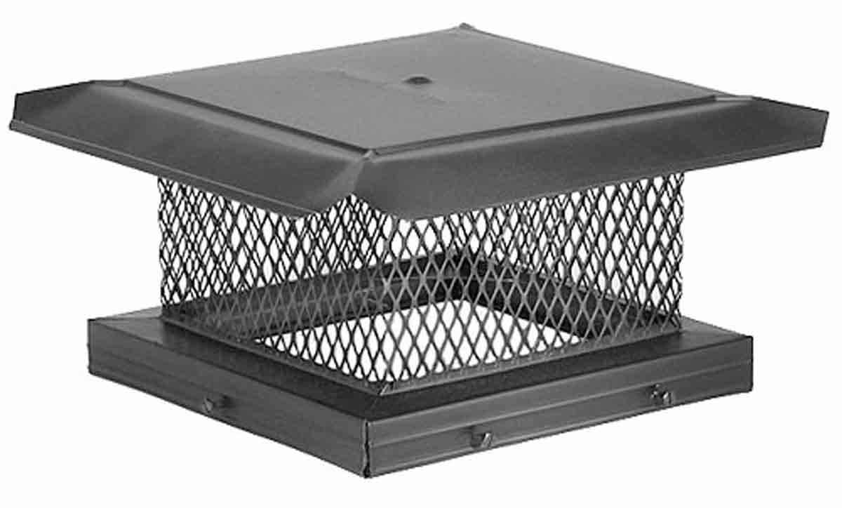 8" X 17" Homesaver Pro Black Galvanized Chimney Cap, 5/8", 18-Ga, 8" High Mesh, 24-Ga Lid