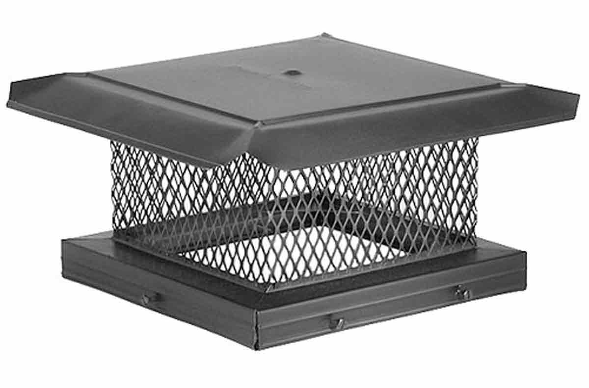 13" X 21" Homesaver Pro Black Galvanized Chimney Cap, 5/8", 18-Ga, 8" High Mesh, 24-Ga Lid