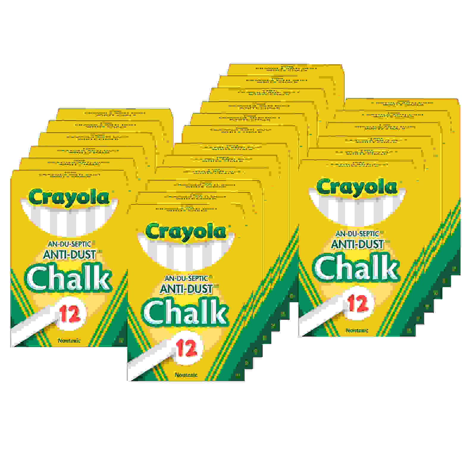 Anti-Dust Chalkboard Chalk, White, 12 Sticks Per Box, 24 Boxes