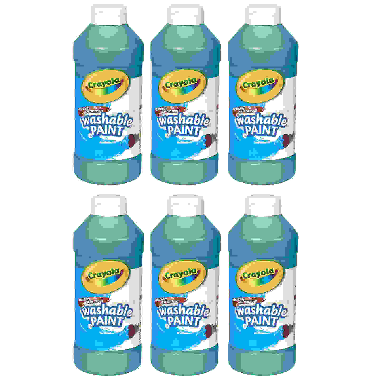 Washable Paint, Turquoise, 16 oz., Pack of 6