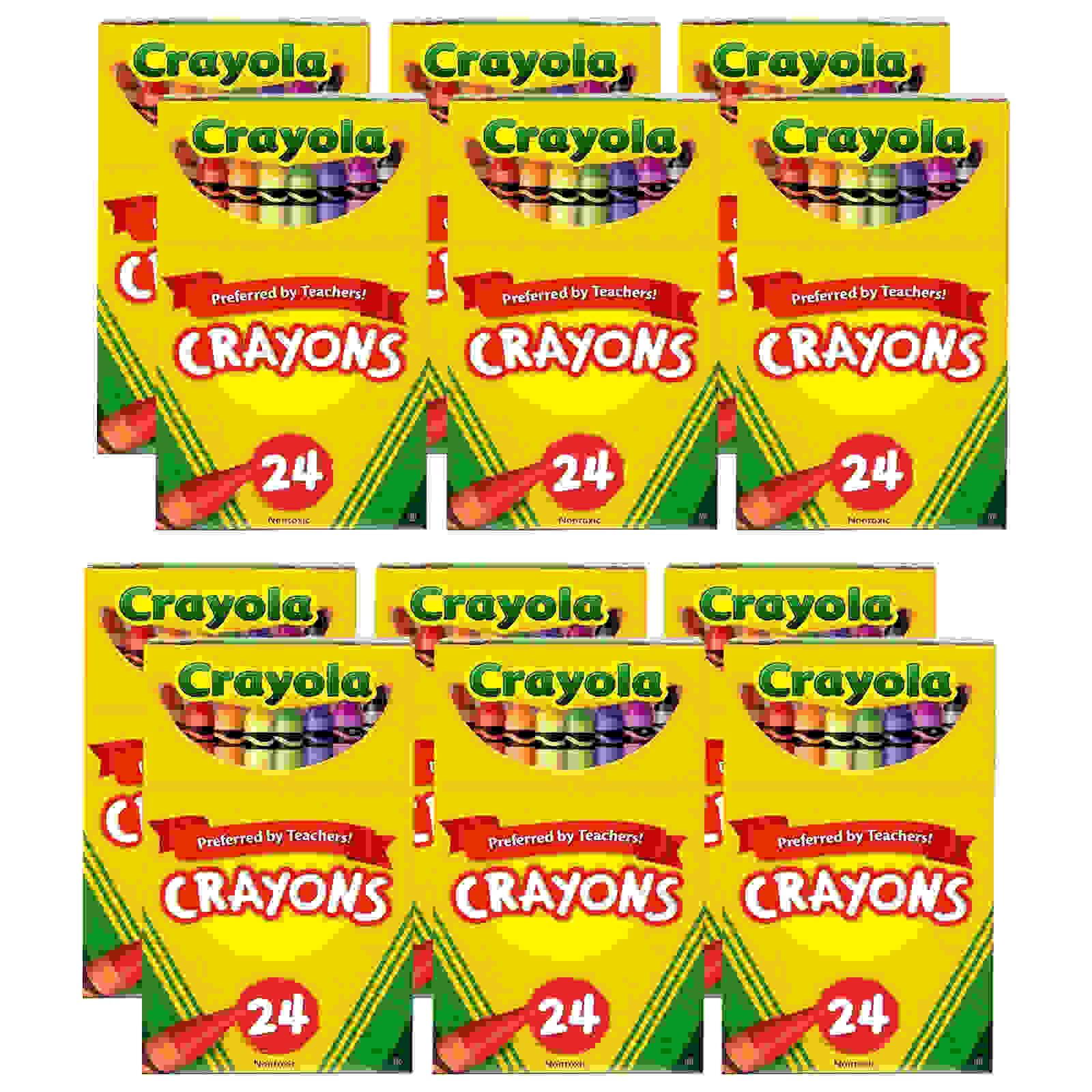 Crayons, Regular Size, 24 Per Box, 12 Boxes