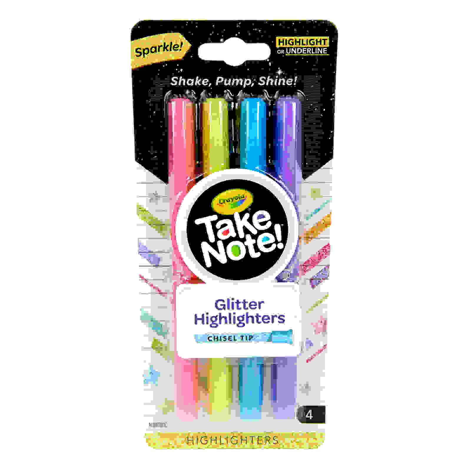 Take Note Glitter Highlighters, 4 Count