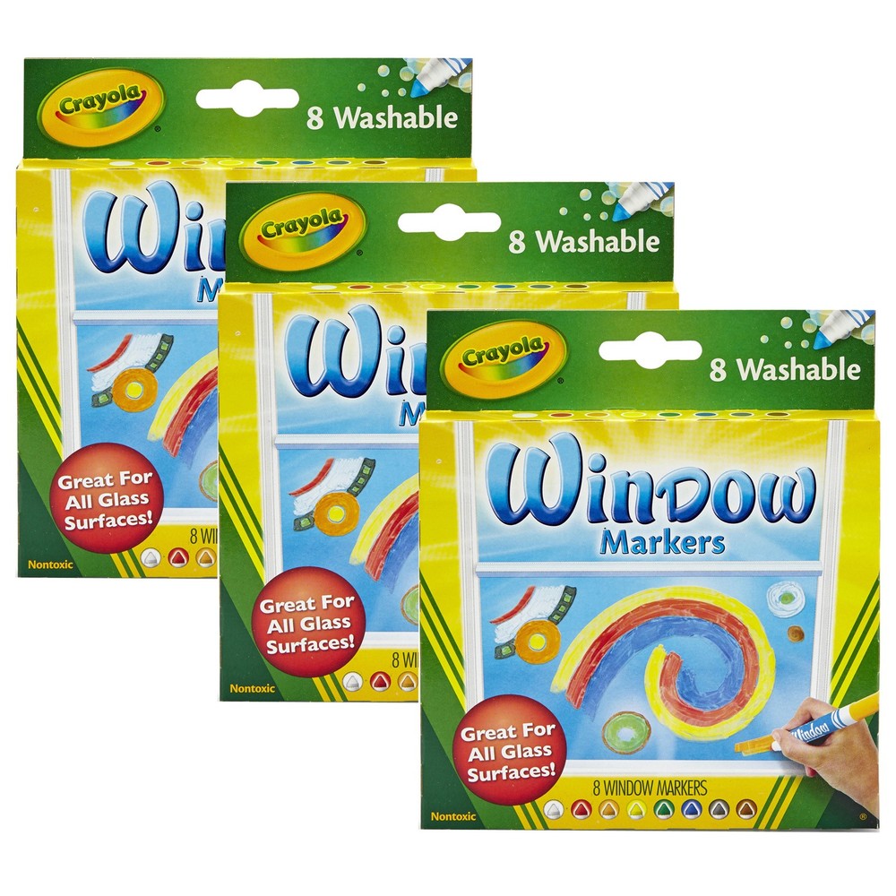 Washable Window Markers, 8 Per Box, 3 Boxes