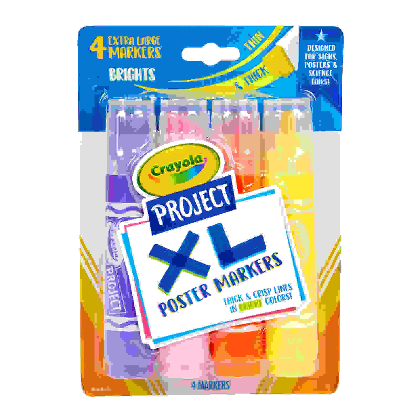 Project XL Poster Markers, Bold & Bright, 4 Count