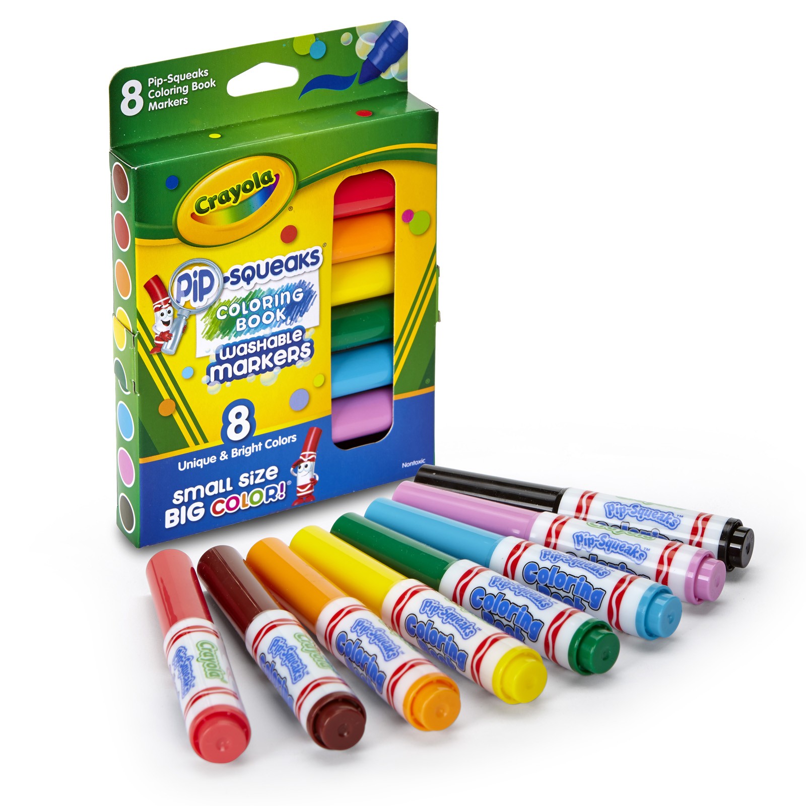 Pip Squeaks Washable Coloring Book Markers, Pack of 8