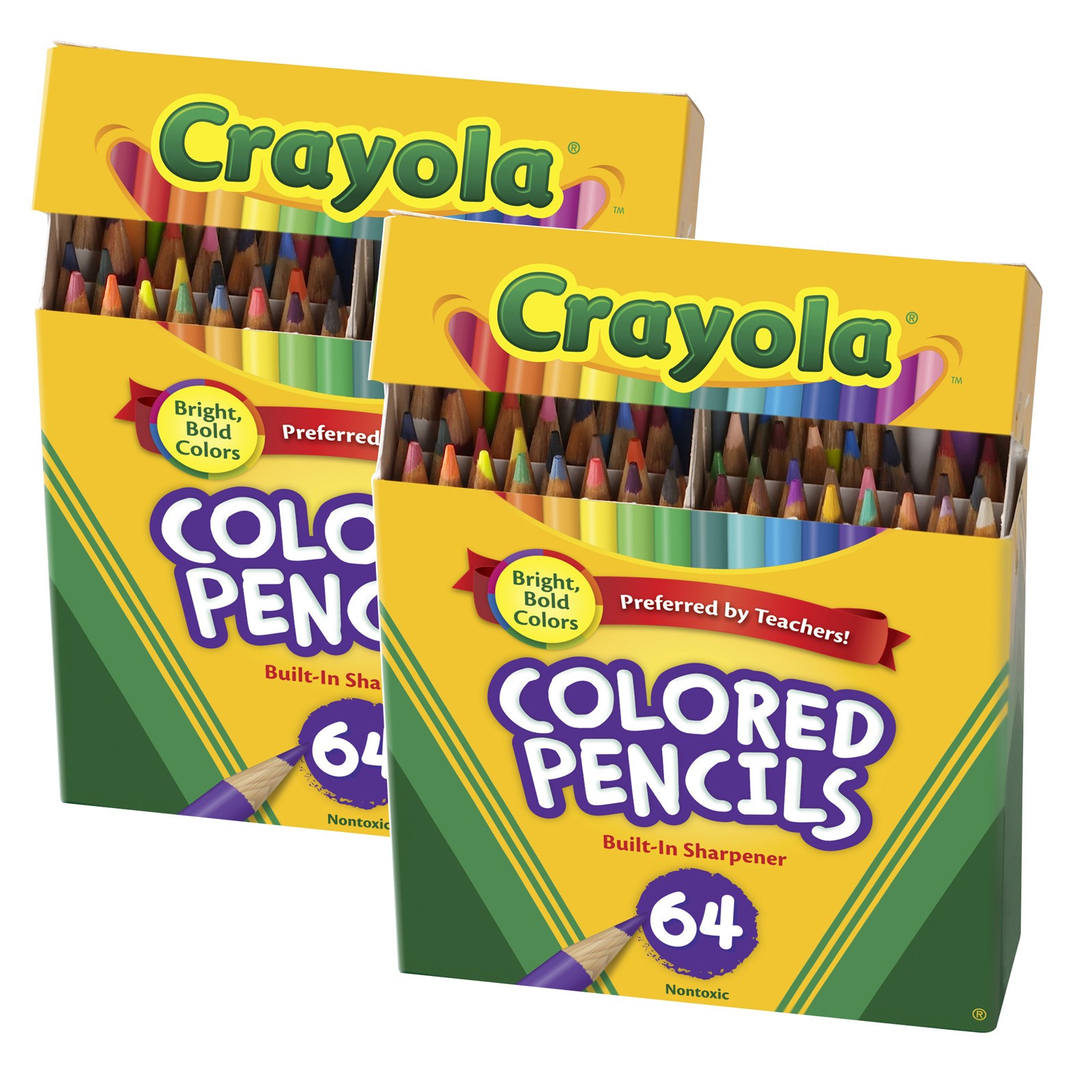 Short Colored Pencils, 64 Per Pack, 2 Packs