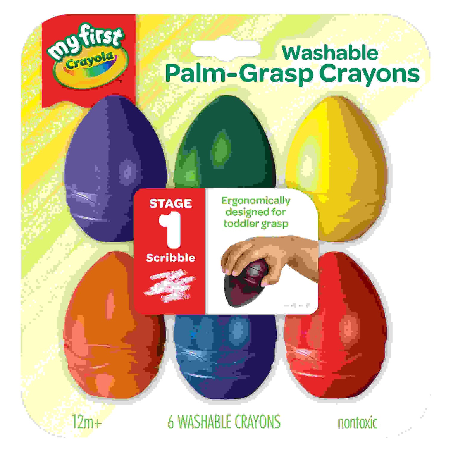 My First Crayola Washable Palm Grasp Crayons, 6 Count