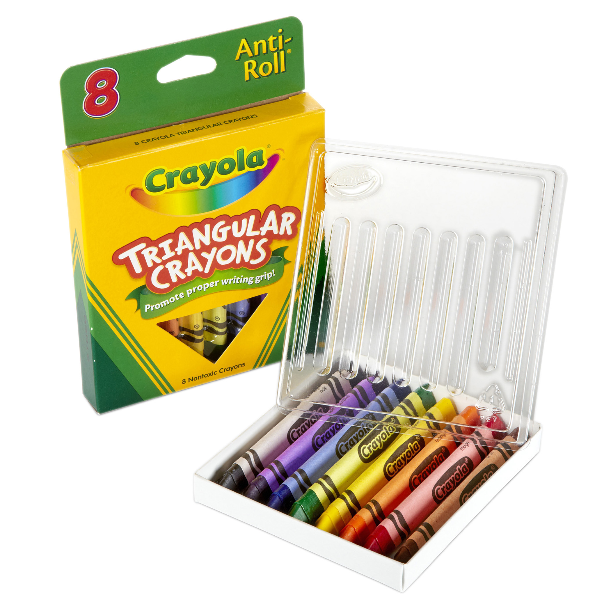 Triangular Anti-Roll Crayons, 8 Colors