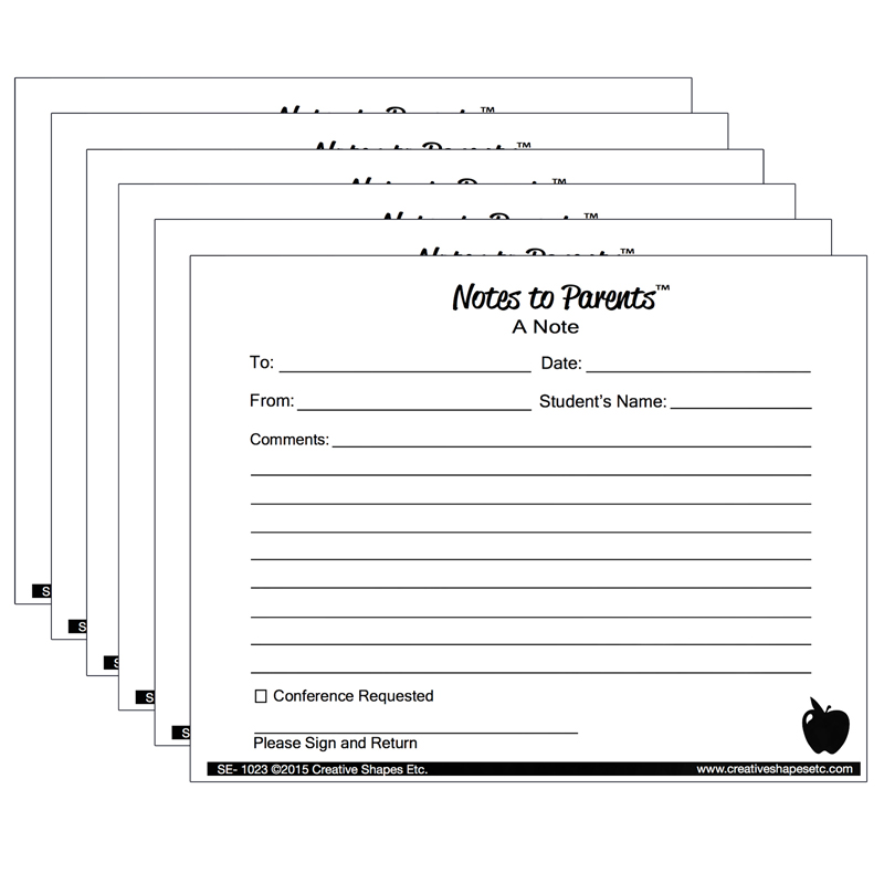 Notes to Parents, Blank Note, 50 Per Pack, 6 Packs