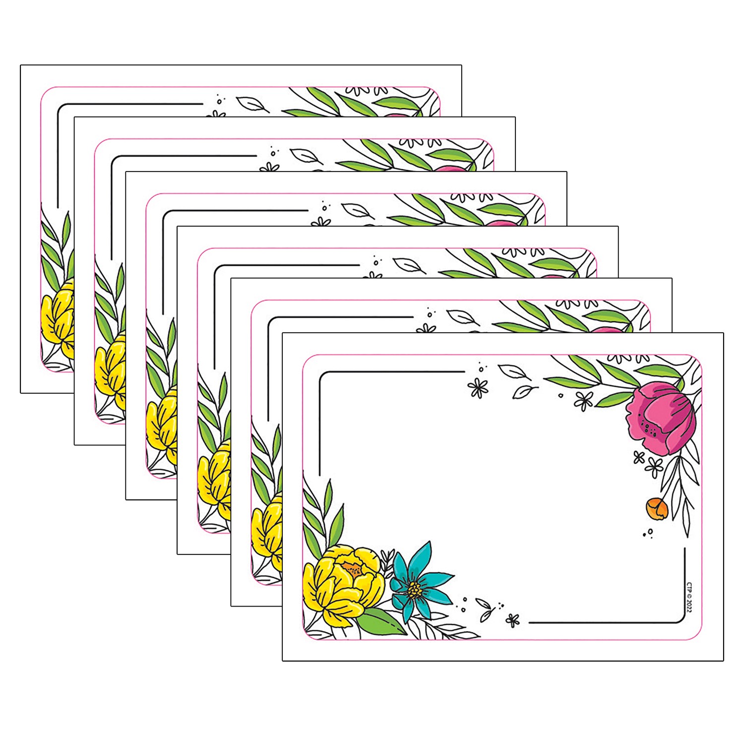 Bright Blooms Doodly Blooms Labels, 36 Per Pack, 6 Packs