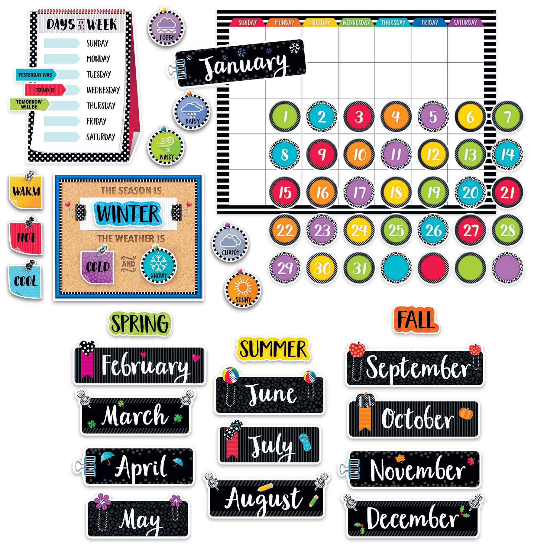 Bold & Bright Calendar Bulletin Board Set