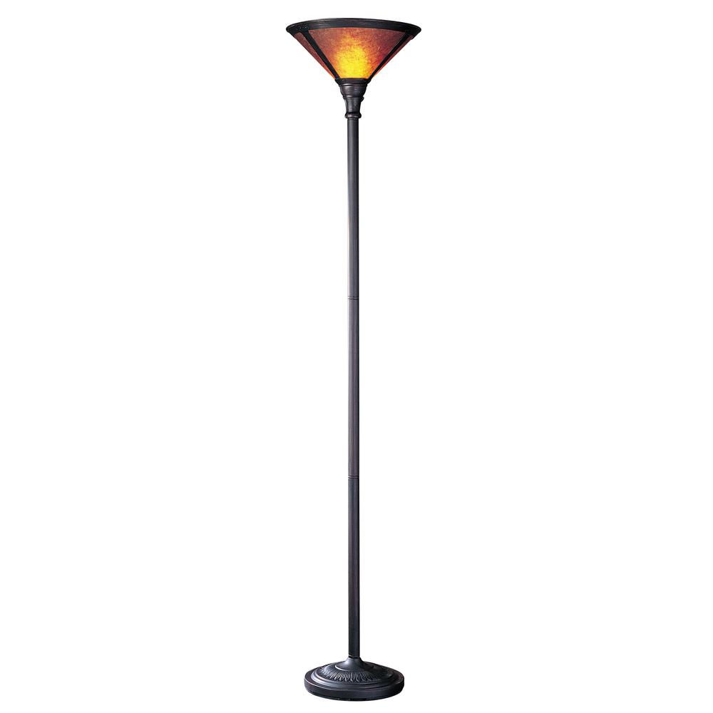Amilia Incandescent Floor Lamp in Rust with Contemporary Mica Glass Shade