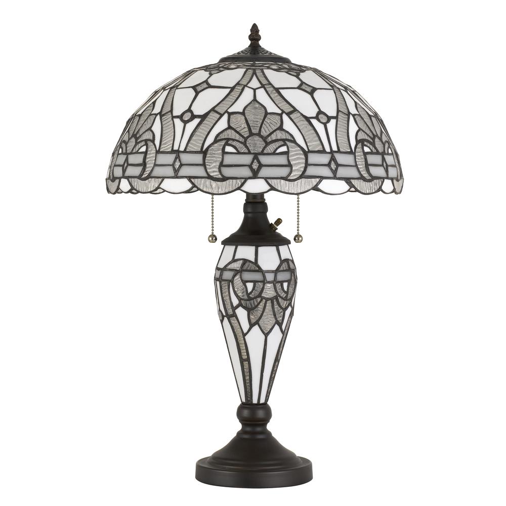 60W X 2 Tiffany Table Lamp With 7W Night Light, BO2943TB
