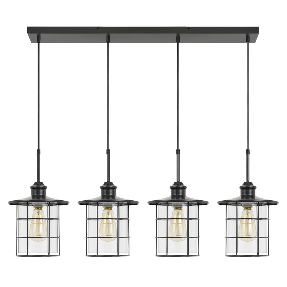 60W x 4 Silverton metal/glass pendant fixture (Edison bulbs NOT included), Dark Bronze